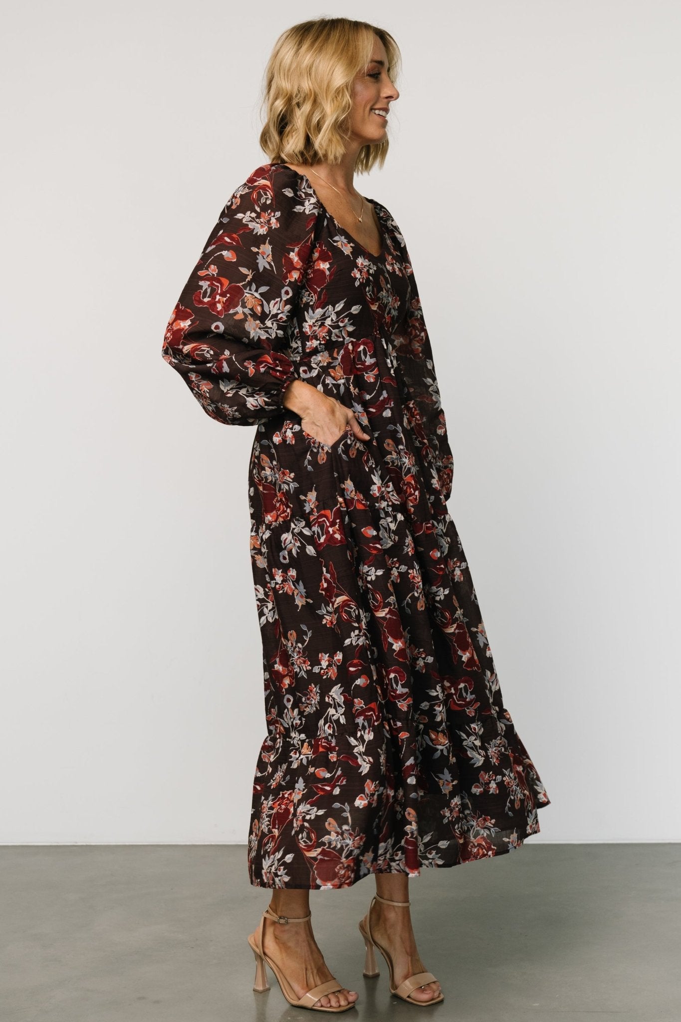 Chantae Maxi Dress | Dark Plum Print - Baltic Born