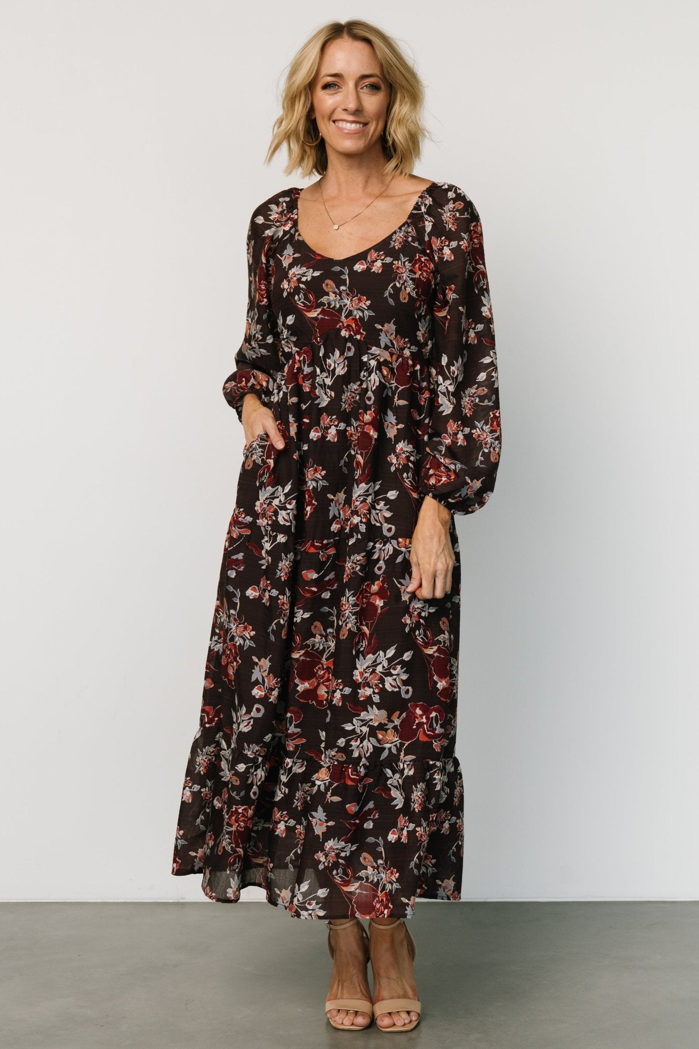 Chantae Maxi Dress | Dark Plum Print - Baltic Born