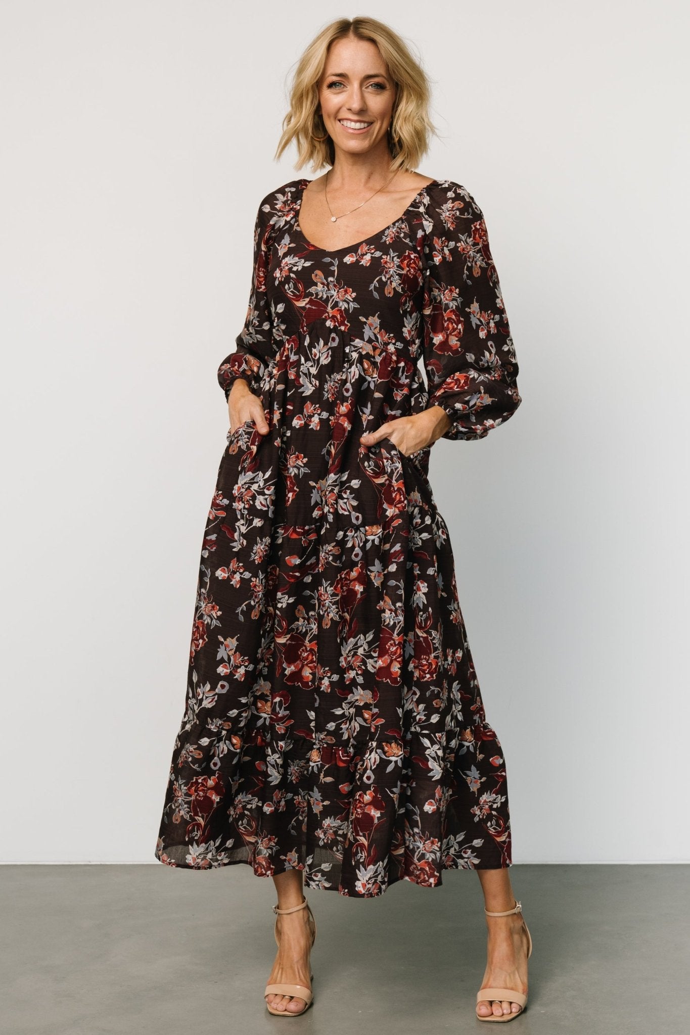 Chantae Maxi Dress | Dark Plum Print - Baltic Born