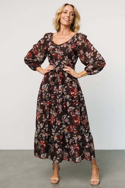 Chantae Maxi Dress | Dark Plum Print - Baltic Born