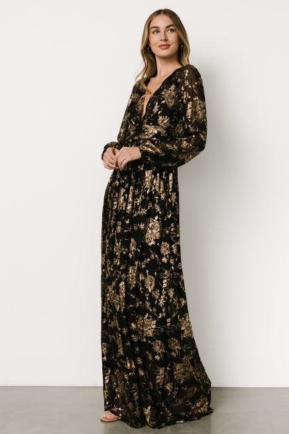 Charlene Maxi Dress | Black + Gold - Baltic Born