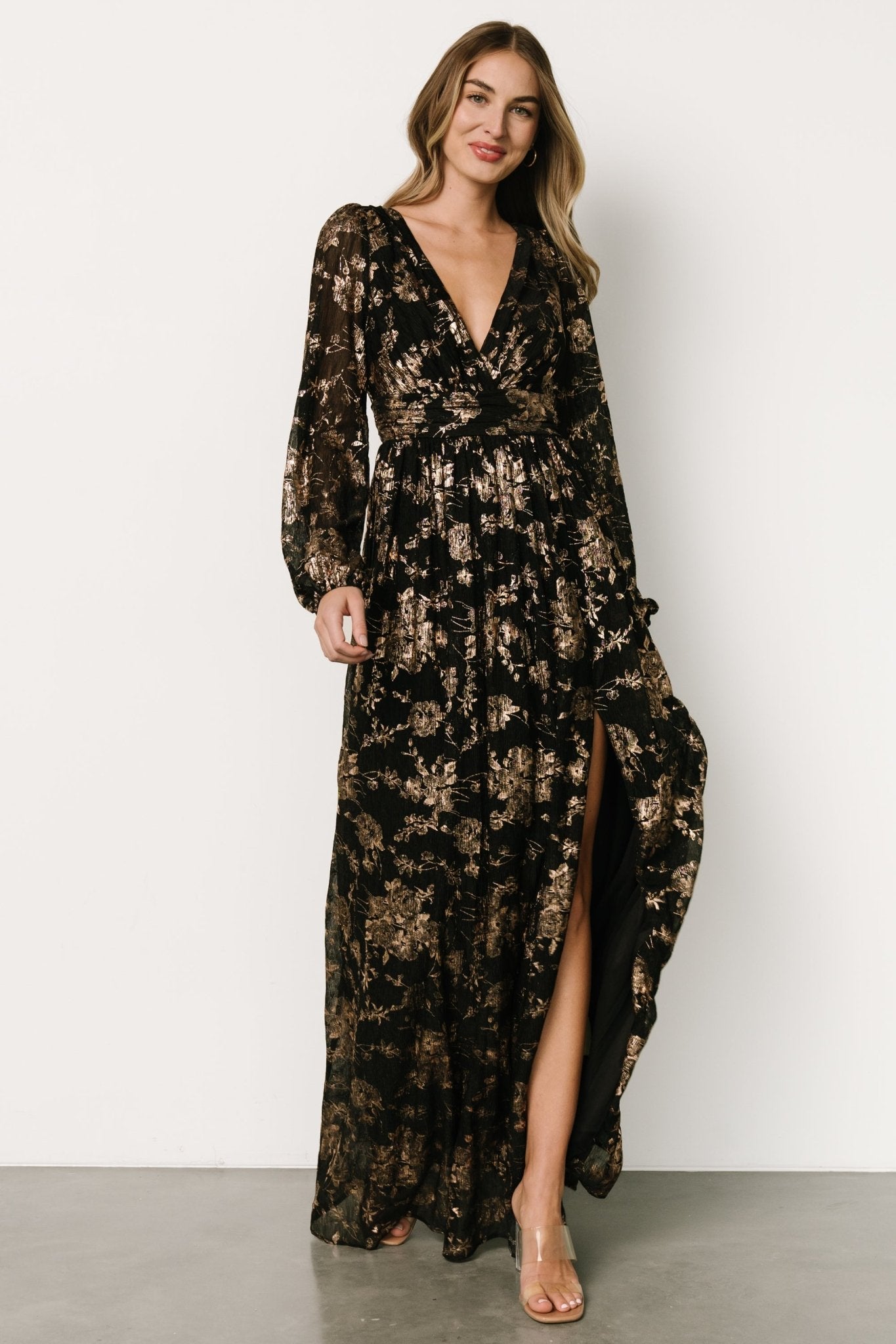 Charlene Maxi Dress | Black + Gold - Baltic Born