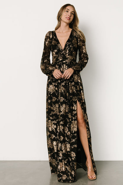 Charlene Maxi Dress | Black + Gold - Baltic Born