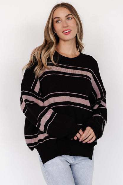 Charlie Striped Sweater | Black - Baltic Born