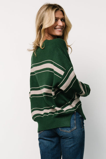 Charlie Striped Sweater | Dark Green - Baltic Born