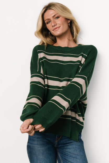 Charlie Striped Sweater | Dark Green - Baltic Born