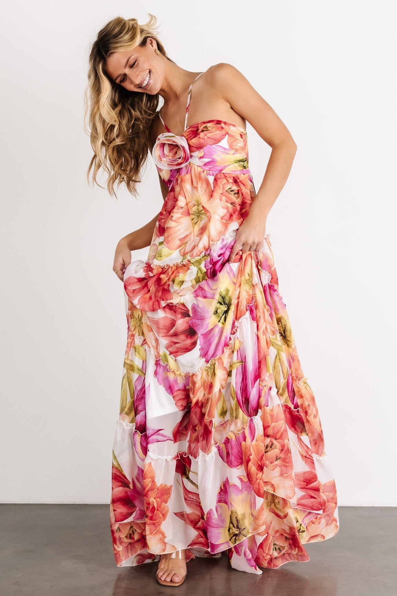 Charmaine Maxi Dress | Pink + Red Floral - Baltic Born