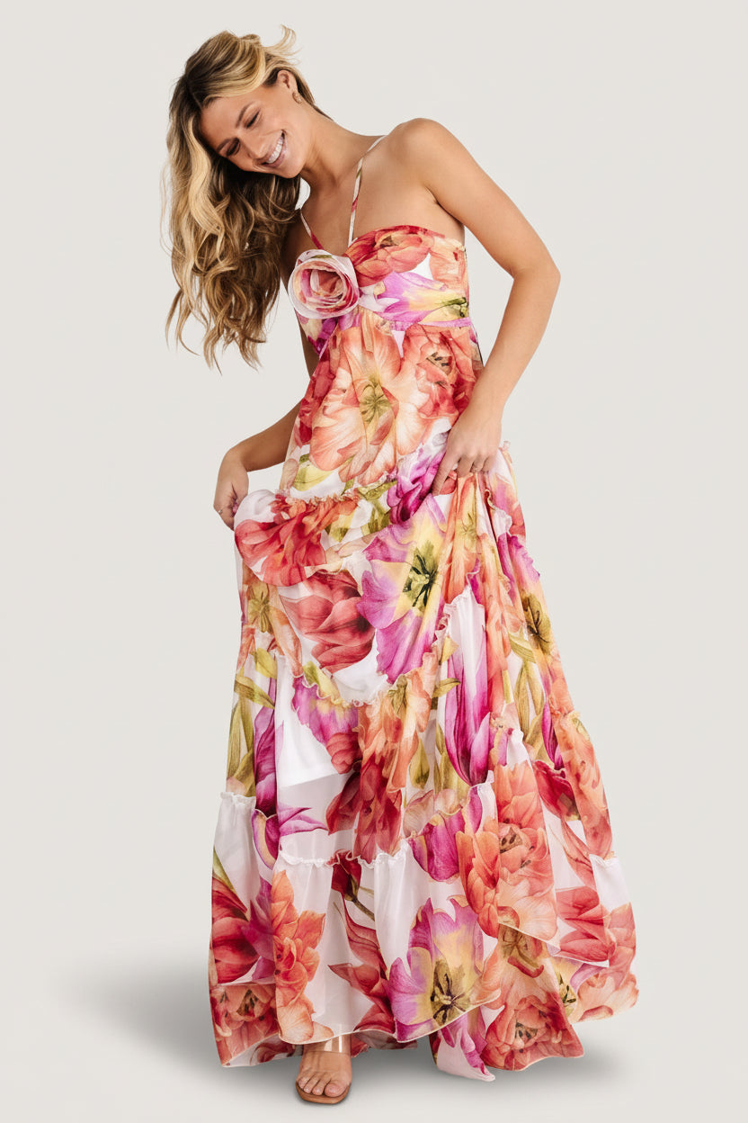 Baltic Born Womens Charmaine Maxi Dress | Pink + Red Floral | Size: Xs Baltic Born Womens Charmaine Maxi Dress | Pink + Red Floral | Size: Xs