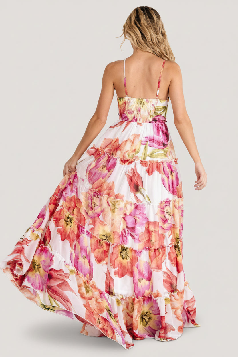 Baltic Born Womens Charmaine Maxi Dress | Pink + Red Floral