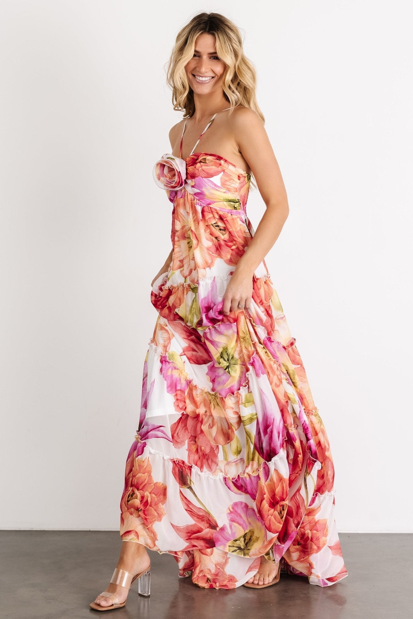 Charmaine Maxi Dress | Pink + Red Floral - Baltic Born