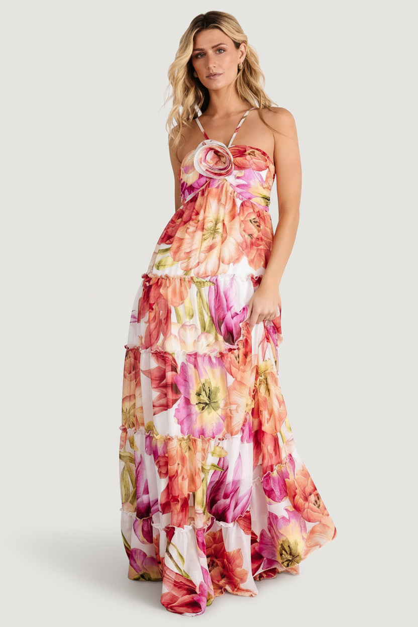 chinese dress ladies Baltic Born Womens Charmaine Maxi Dress | Pink + Red Floral