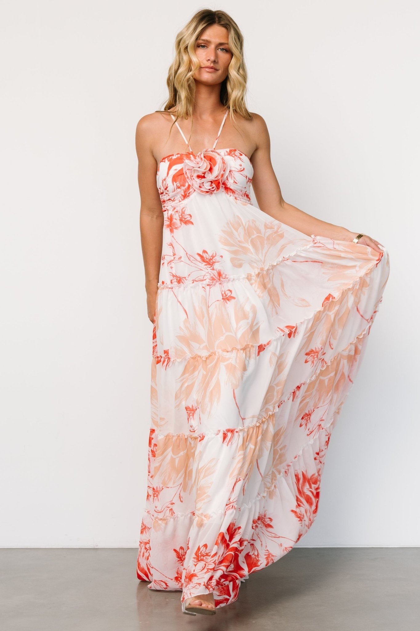 Charmaine Maxi Dress | Red + Natural Floral - Baltic Born