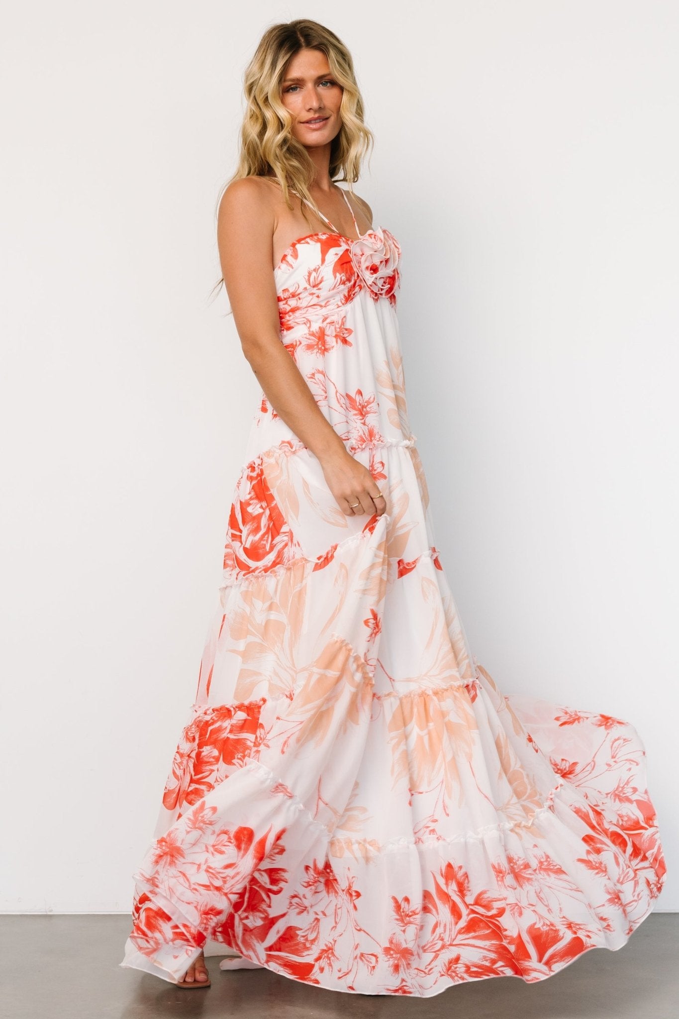 Charmaine Maxi Dress | Red + Natural Floral - Baltic Born