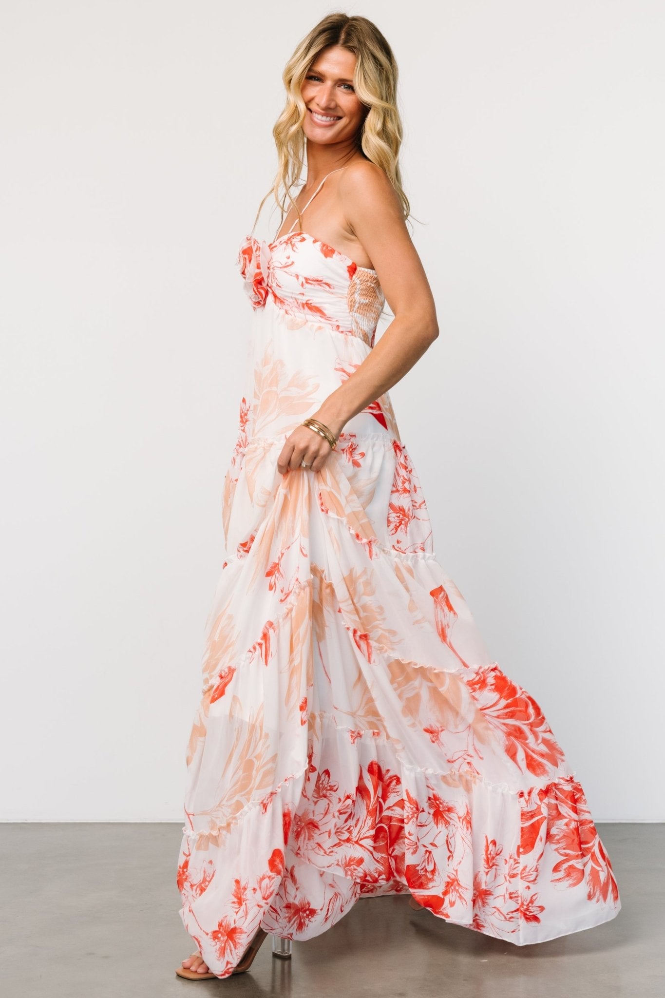 Charmaine Maxi Dress | Red + Natural Floral - Baltic Born