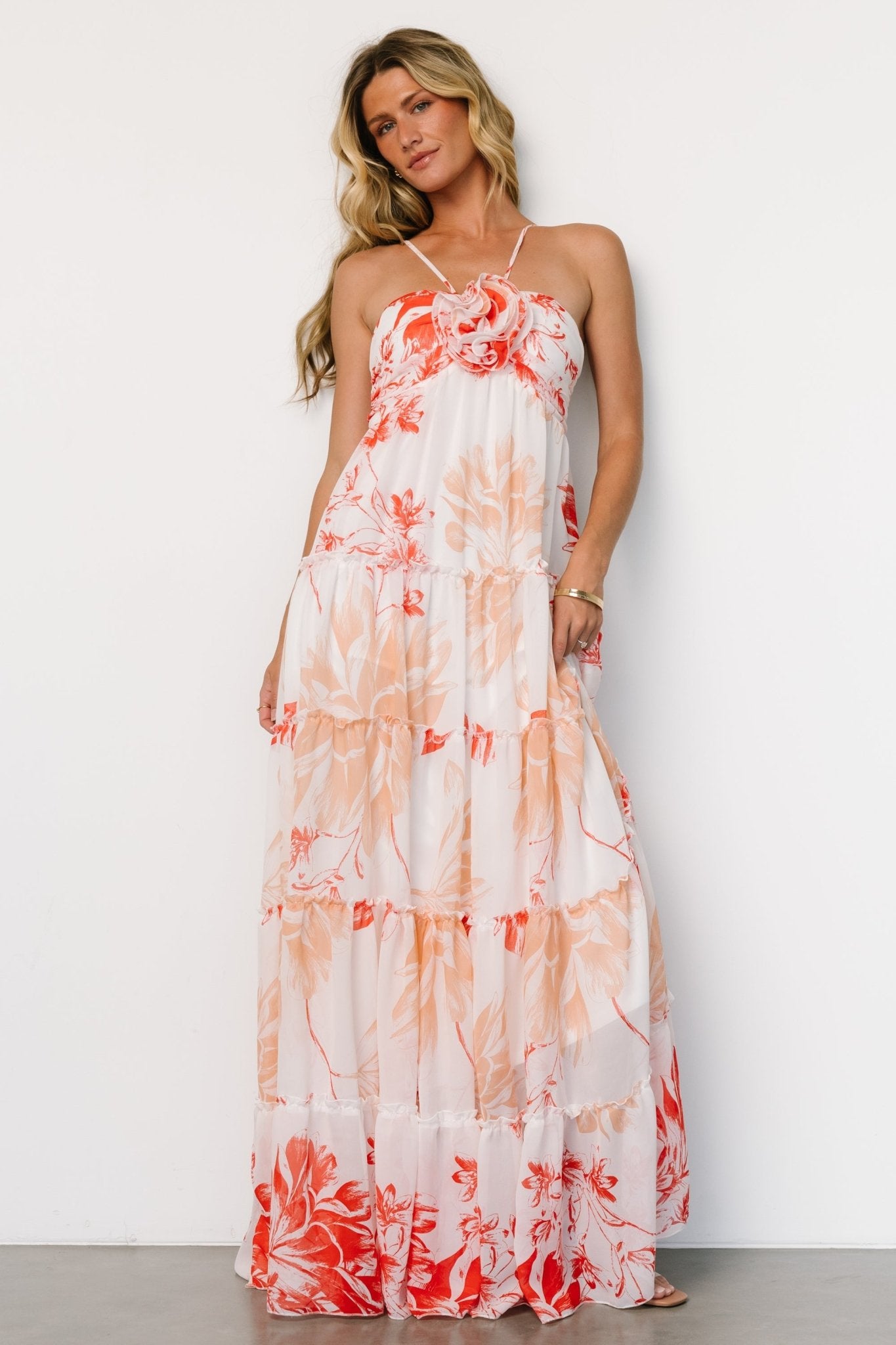 Charmaine Maxi Dress | Red + Natural Floral - Baltic Born