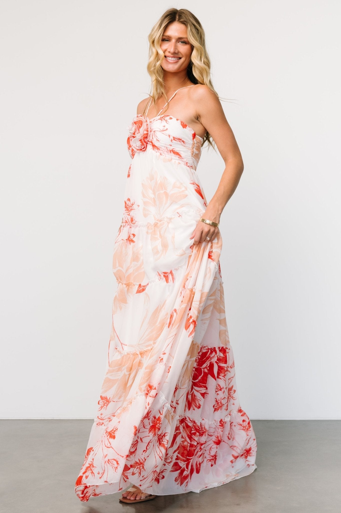 Charmaine Maxi Dress | Red + Natural Floral - Baltic Born