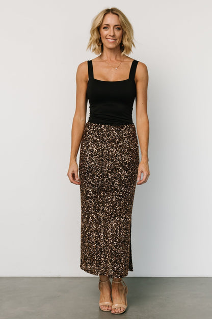 Charmed Sequin Midi Skirt | Bronze - Baltic Born