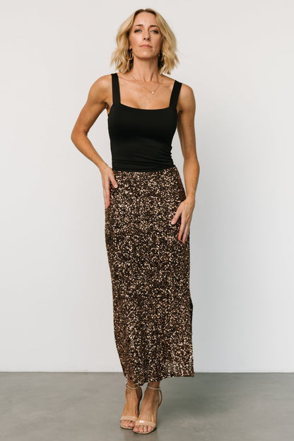 Charmed Sequin Midi Skirt | Bronze - Baltic Born