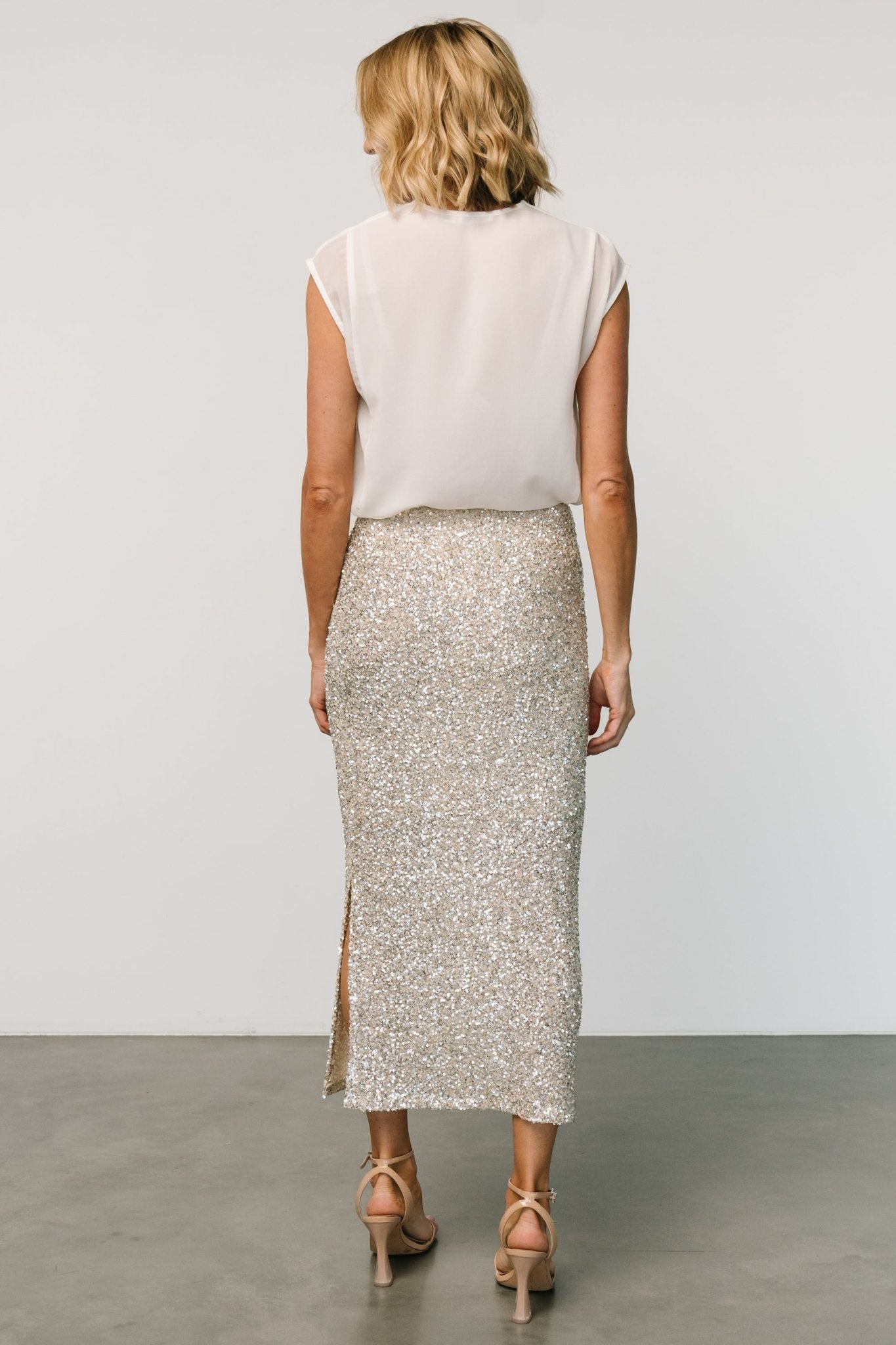 Charmed Sequin Midi Skirt | Champagne - Baltic Born