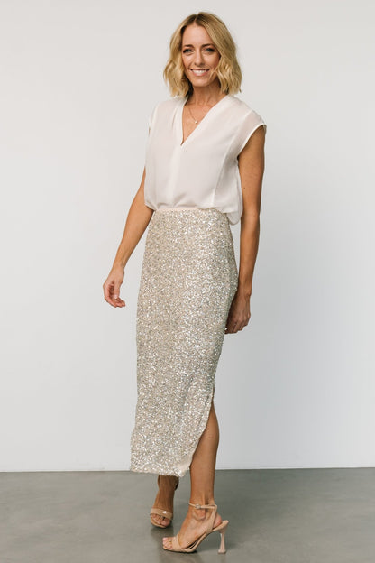 Charmed Sequin Midi Skirt | Champagne - Baltic Born