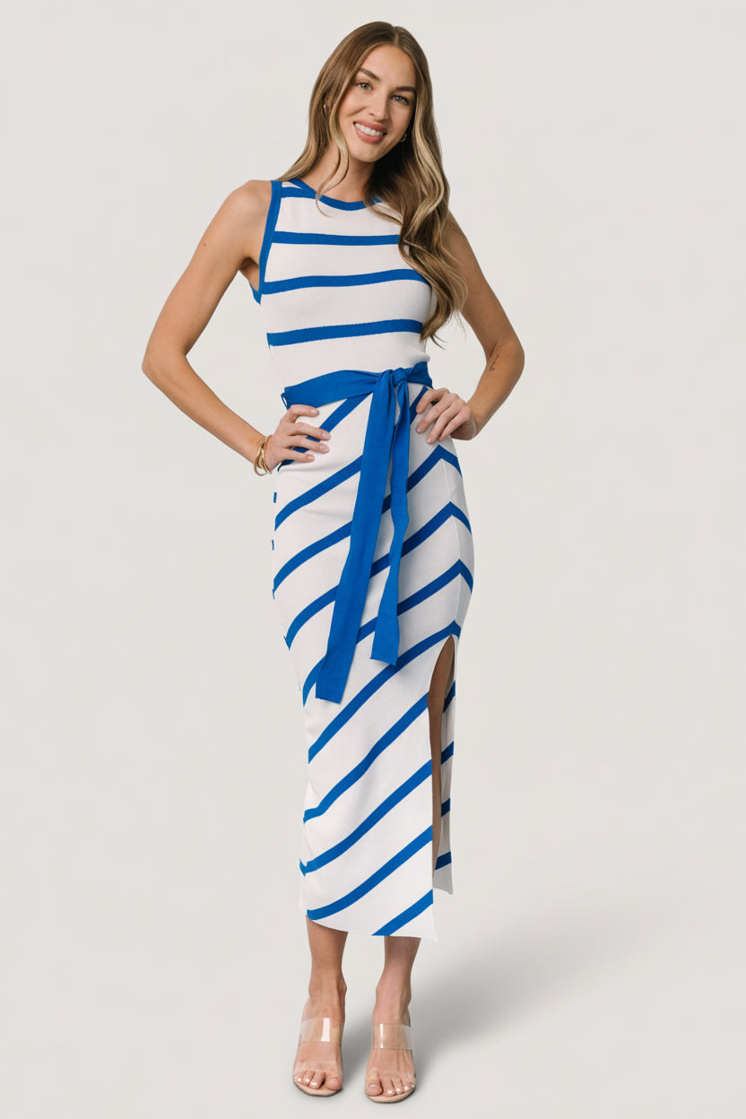 Chelsea Knit Dress | White + Blue