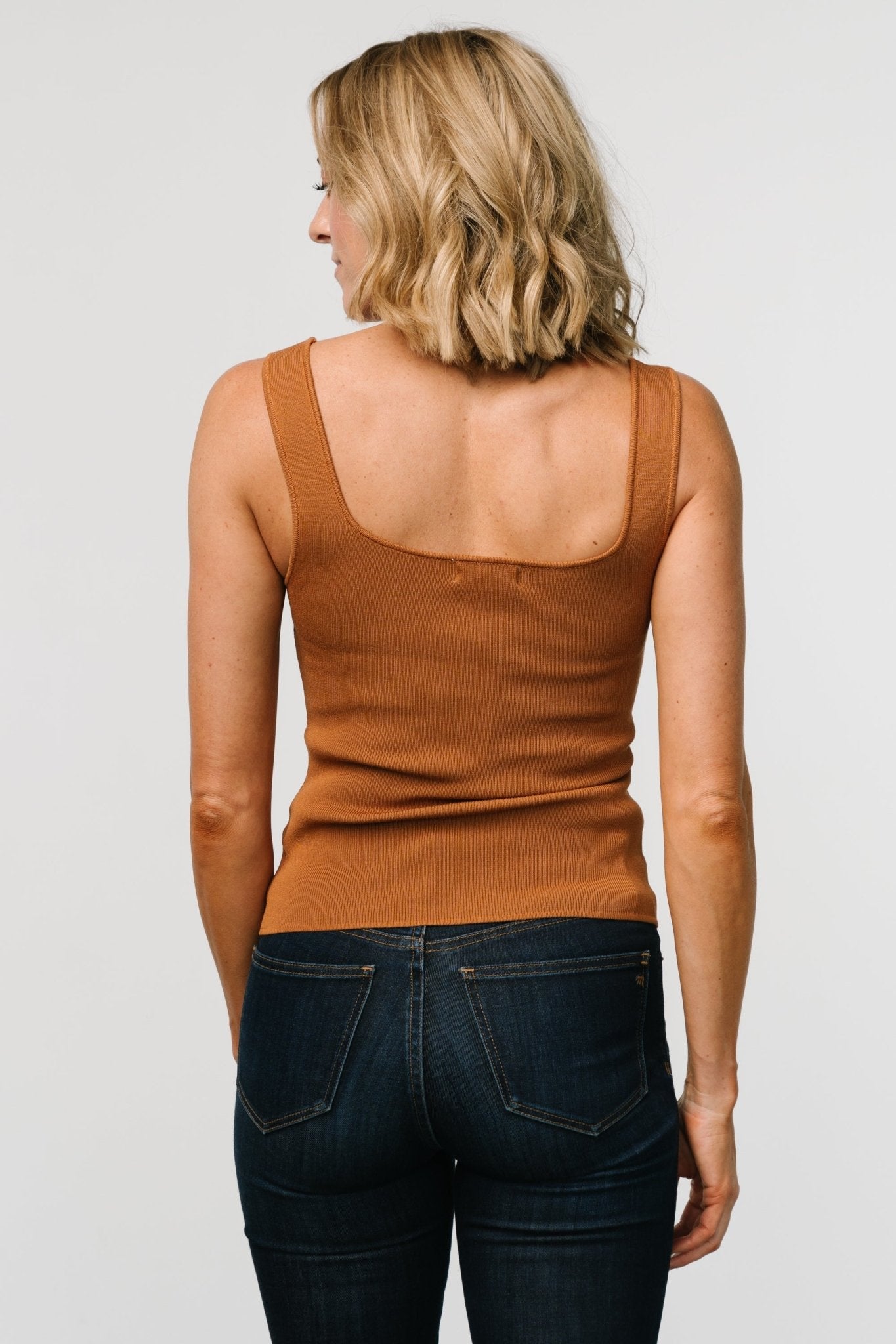 Cher Square Neck Knit Tank | Copper - Baltic Born