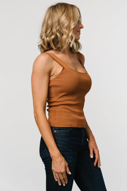 Cher Square Neck Knit Tank | Copper - Baltic Born