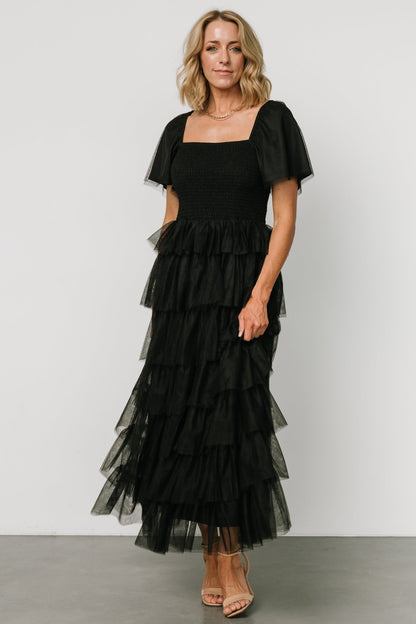 Cherise Tulle Tiered Dress | Black - Baltic Born