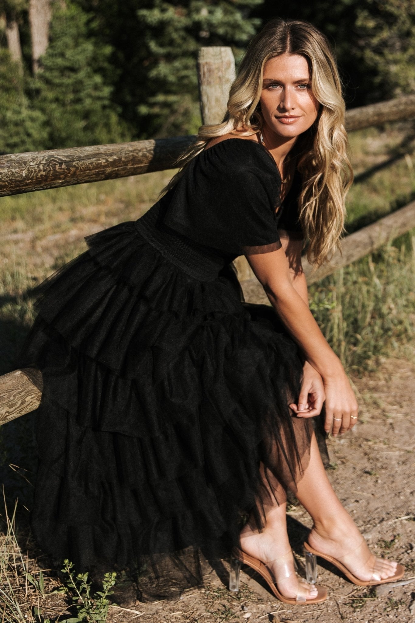 Cherise Tulle Tiered Dress | Black - Baltic Born