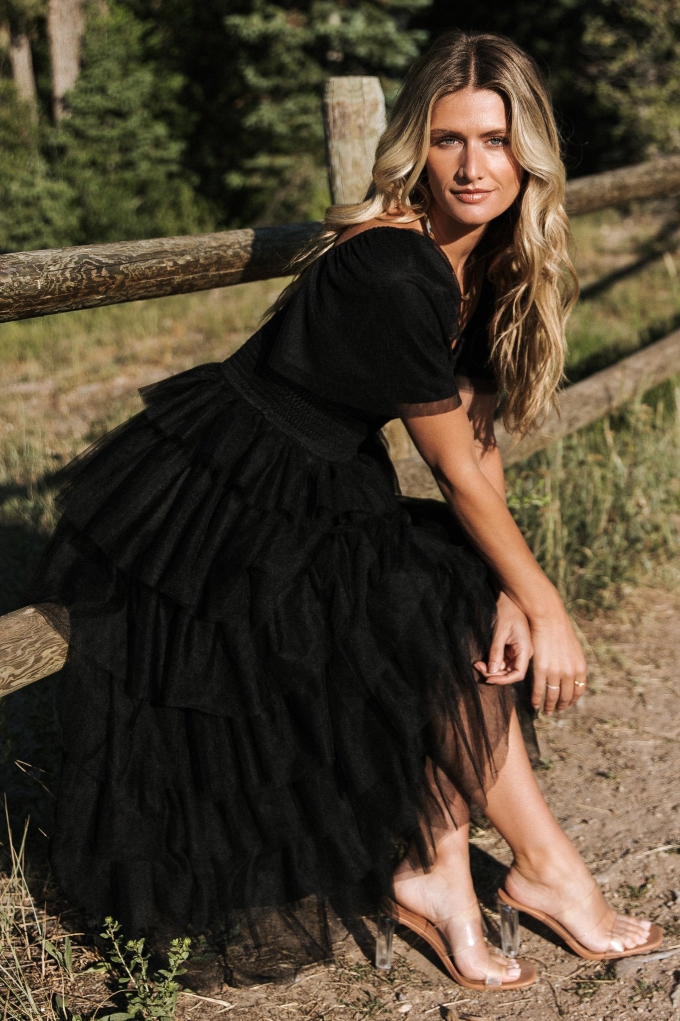 Baltic Born Womens Cherise Tulle Tiered Dress | Black | Size: XL Baltic Born Womens Cherise Tulle Tiered Dress | Black | Size: XL