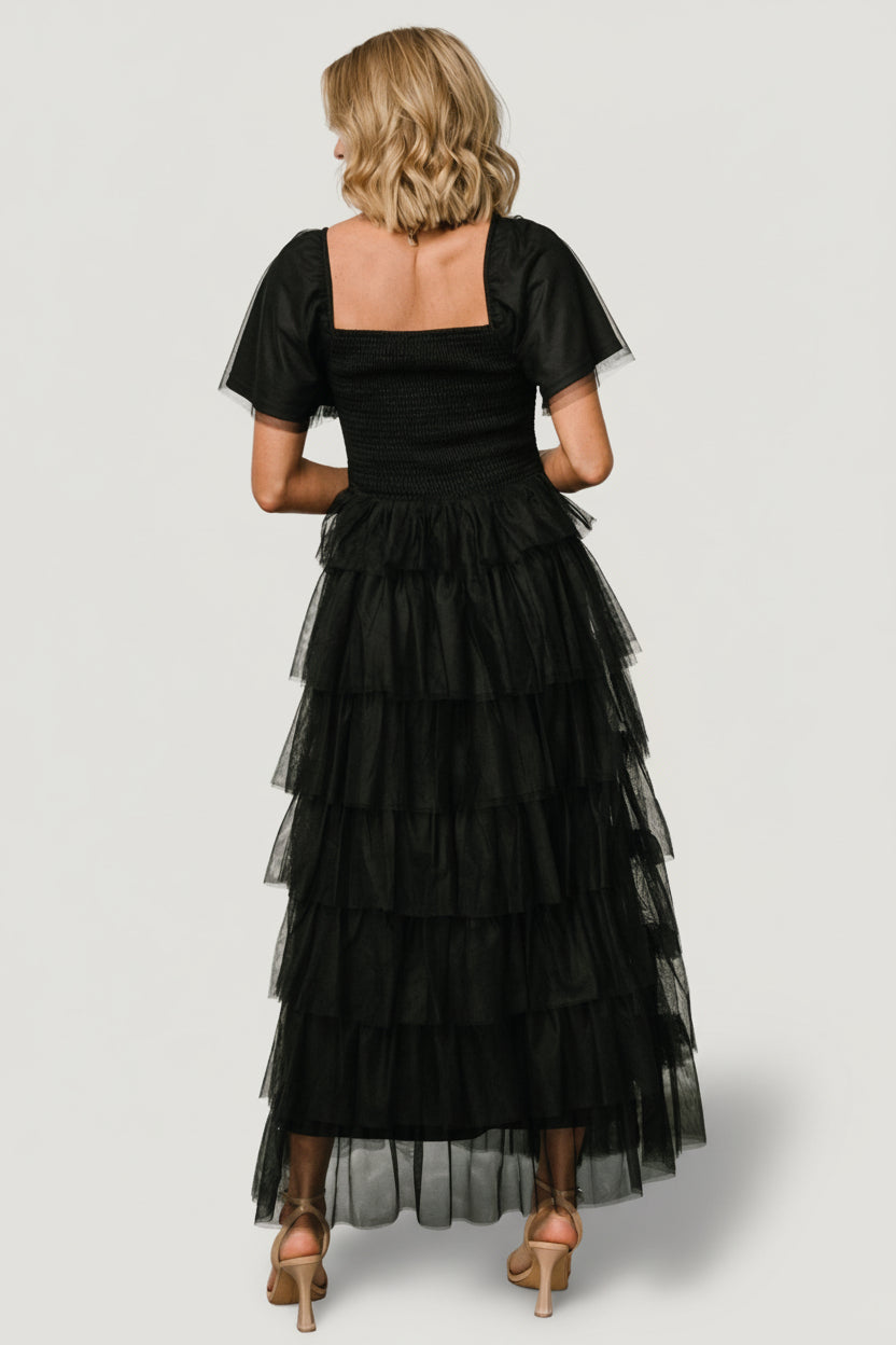 Cherise Tulle Tiered Dress | Black
