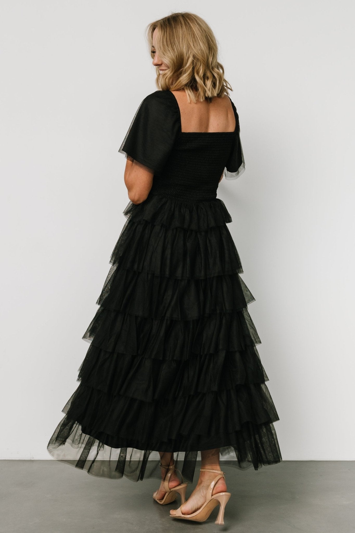 Cherise Tulle Tiered Dress | Black - Baltic Born