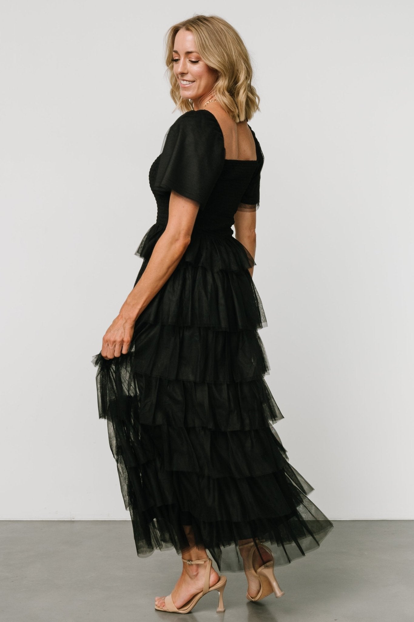 Cherise Tulle Tiered Dress | Black - Baltic Born