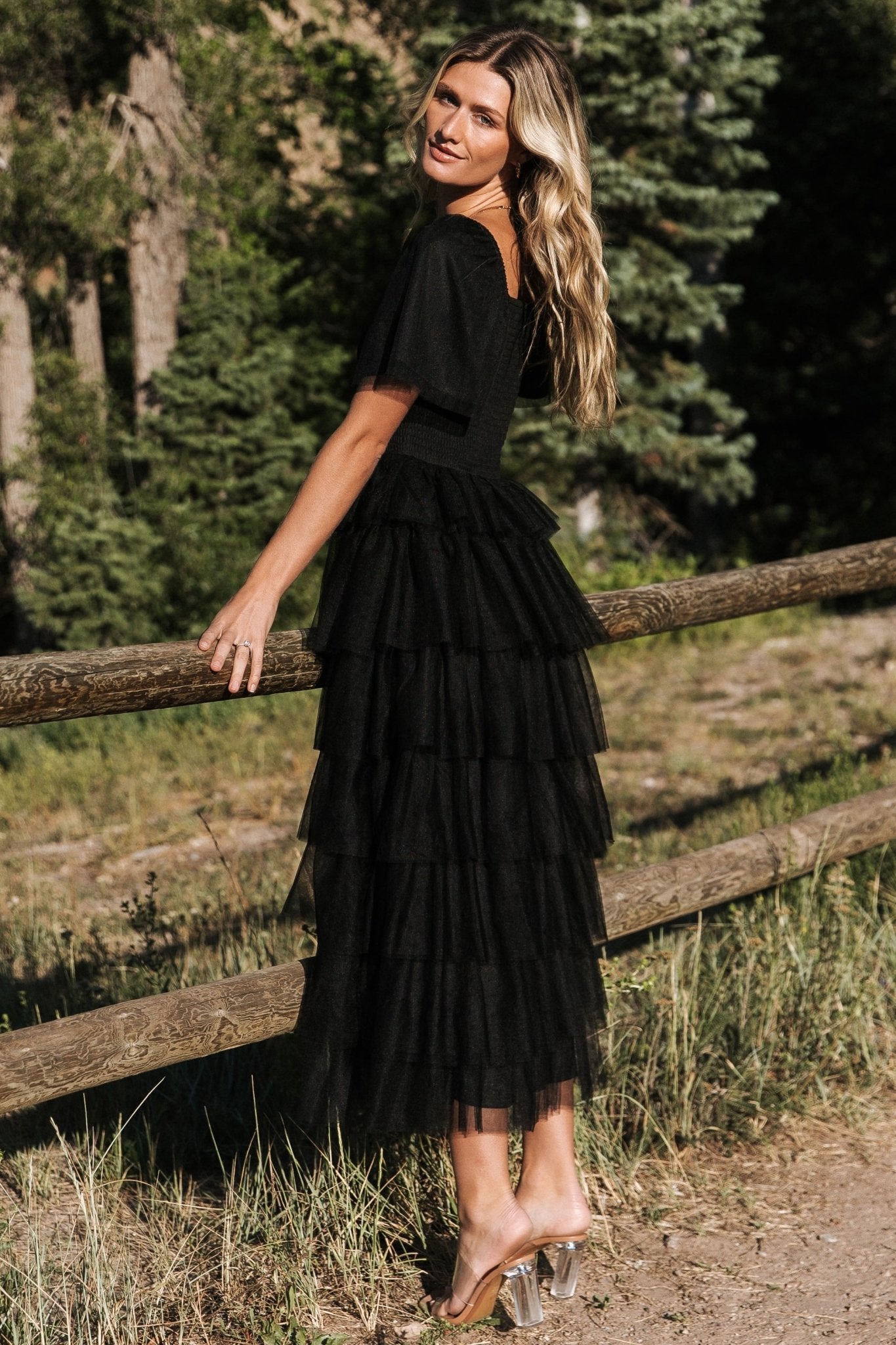 Baltic Born Womens Cherise Tulle Tiered Dress | Black | Size: XL Baltic Born Womens Cherise Tulle Tiered Dress | Black | Size: XL