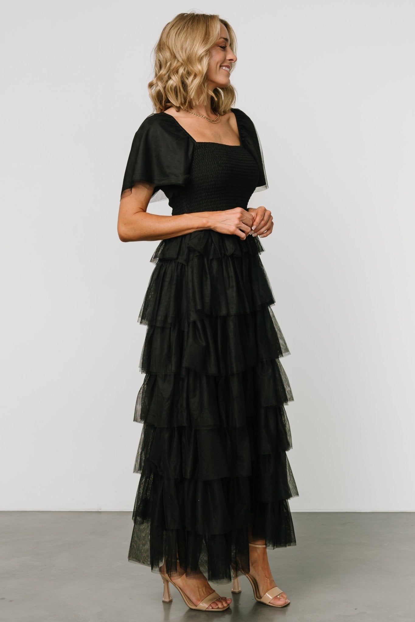 Cherise Tulle Tiered Dress | Black - Baltic Born