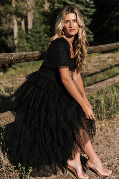 Cherise Tulle Tiered Dress | Black - Baltic Born