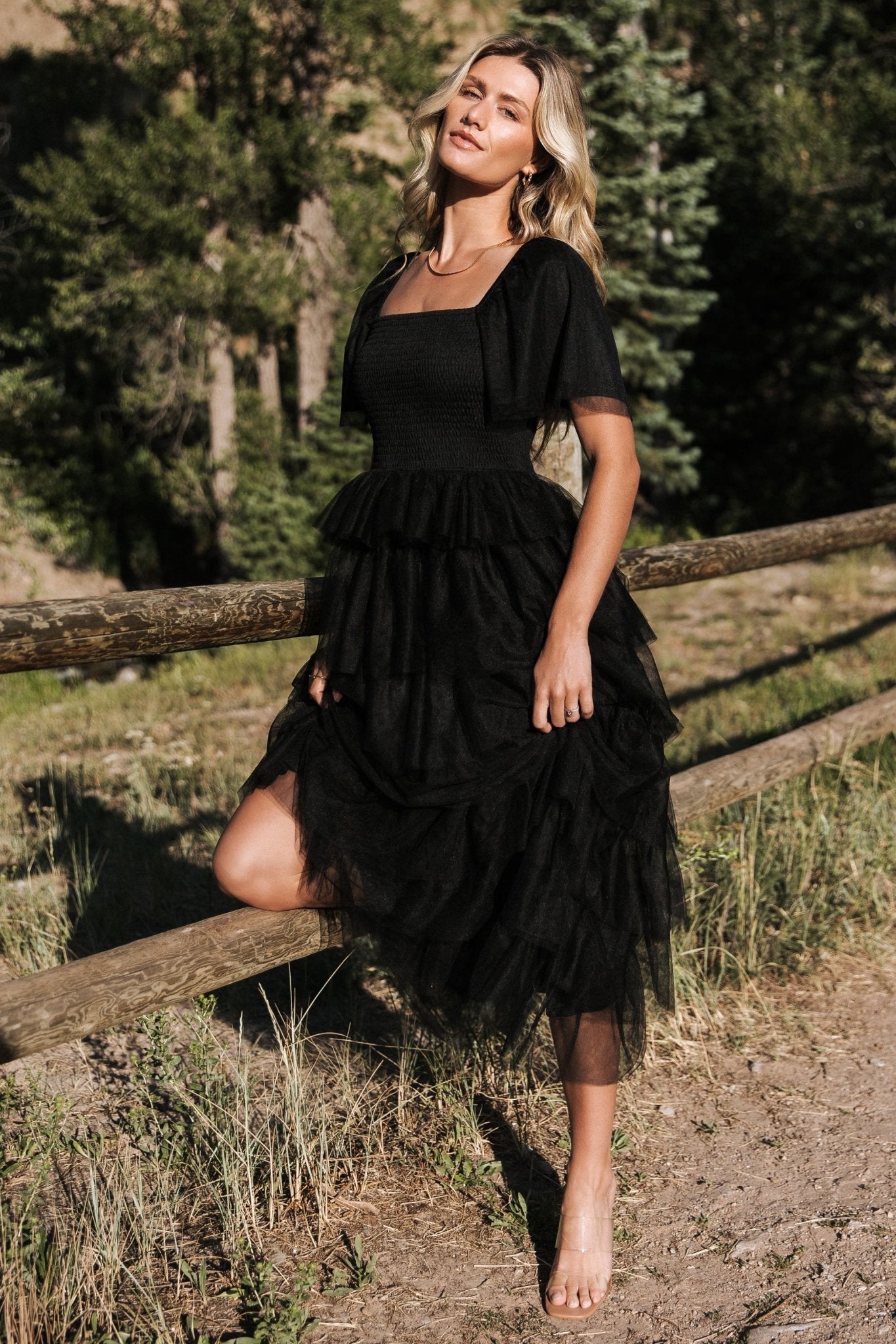 Cherise Tulle Tiered Dress | Black - Baltic Born