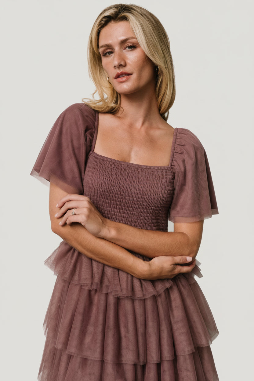 Cherise Tulle Tiered Dress | Dusty Lavender