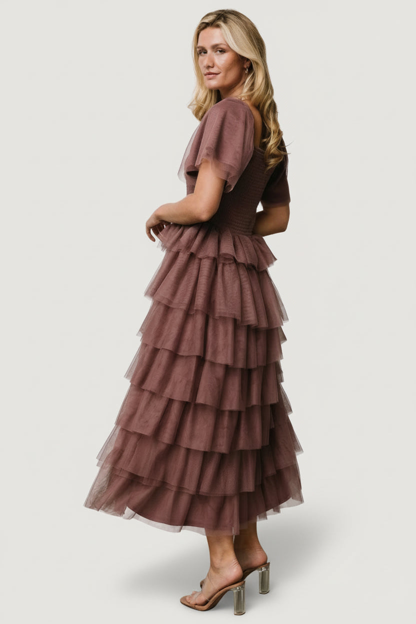 Cherise Tulle Tiered Dress | Dusty Lavender