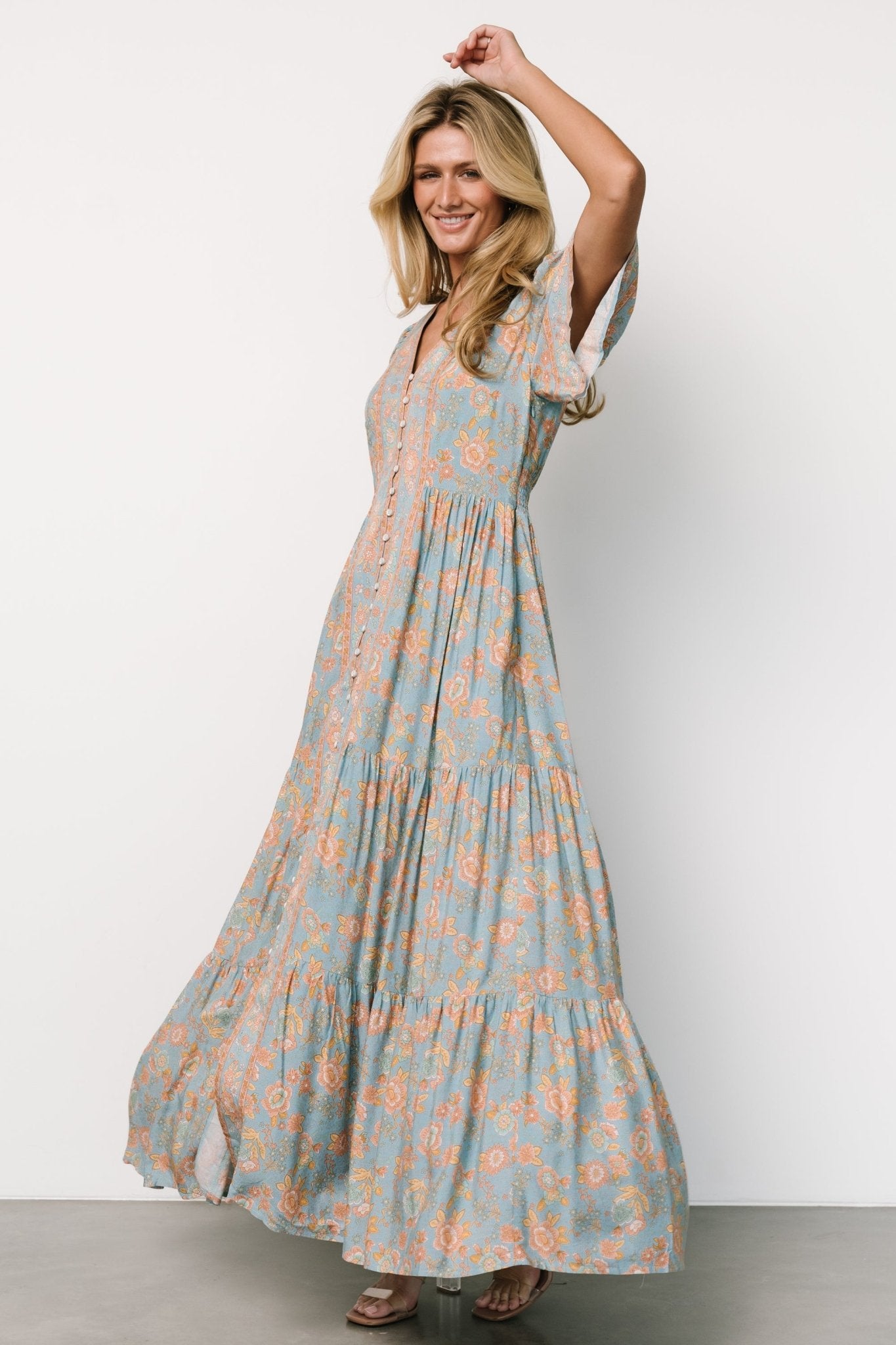 Cheryl Maxi Dress | Dusty Blue Floral - Baltic Born