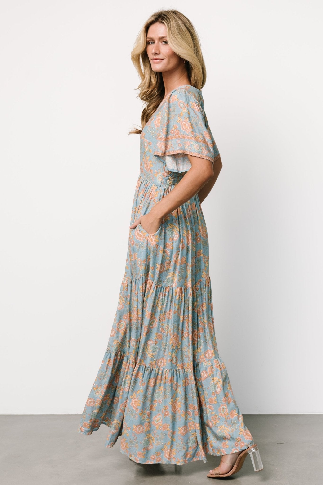 Cheryl Maxi Dress | Dusty Blue Floral - Baltic Born