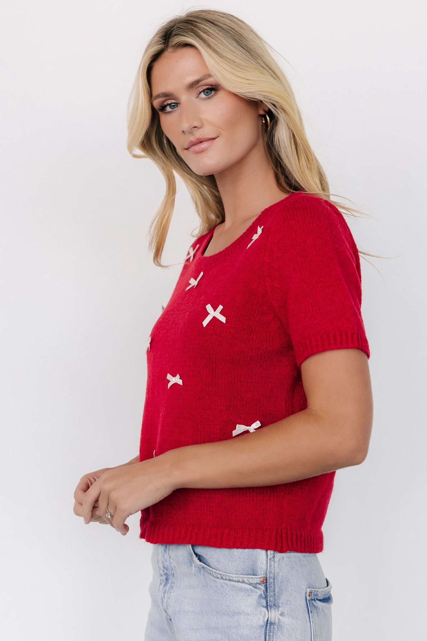 Chloe Bow Sweater | Red - Baltic Born