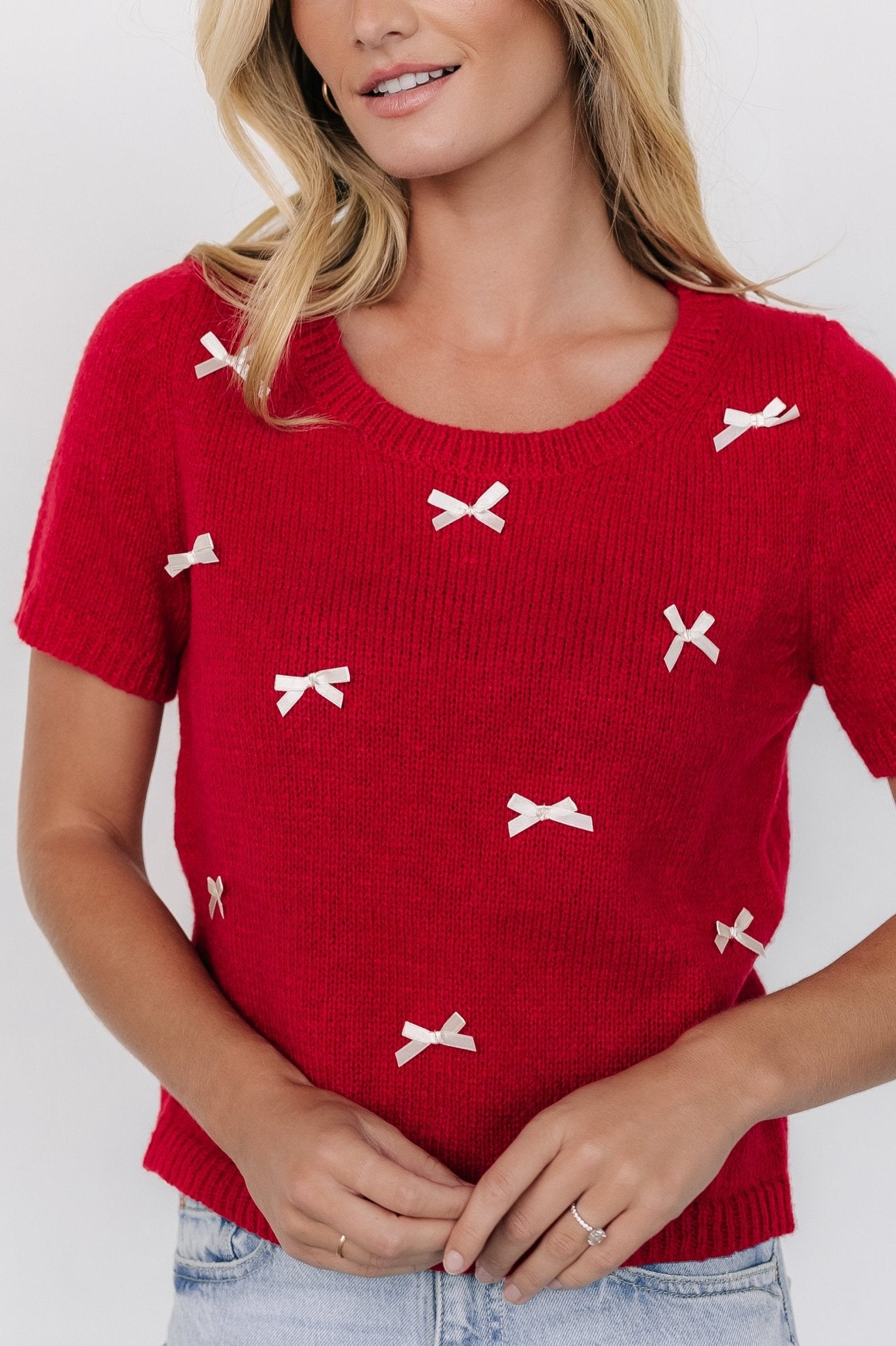 Chloe Bow Sweater | Red - Baltic Born