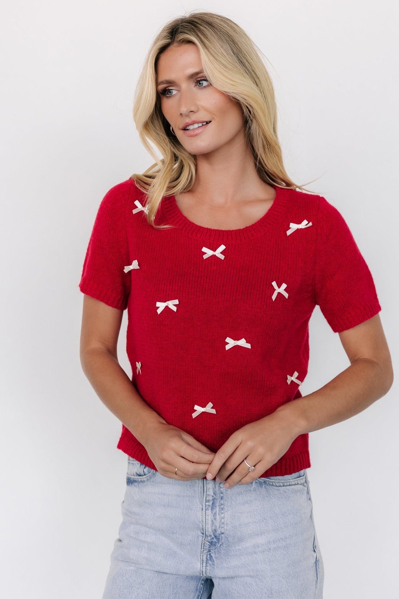 Chloe Bow Sweater | Red - Baltic Born