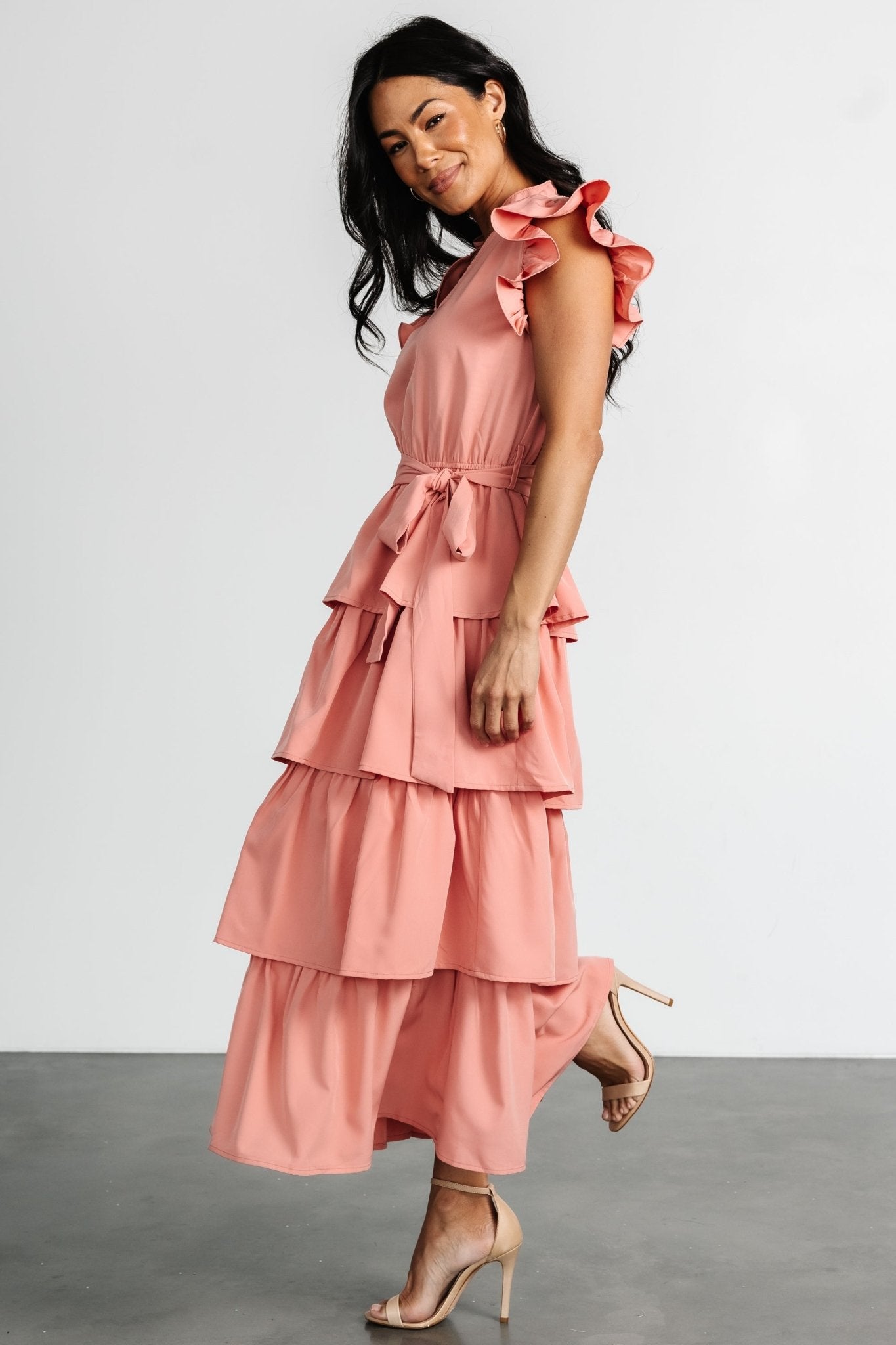 Chrysanthi Tiered Dress | Dusty Coral - Baltic Born