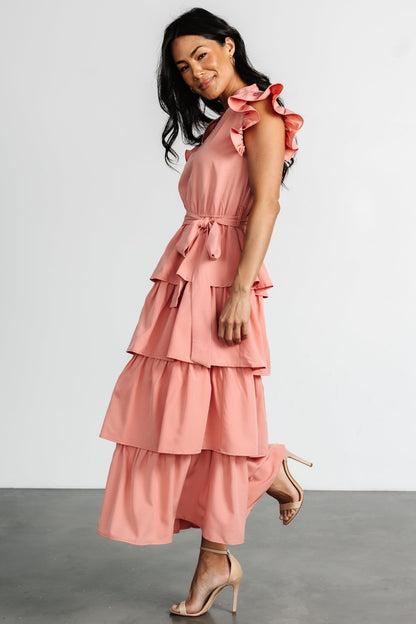 Chrysanthi Tiered Dress | Dusty Coral - Baltic Born