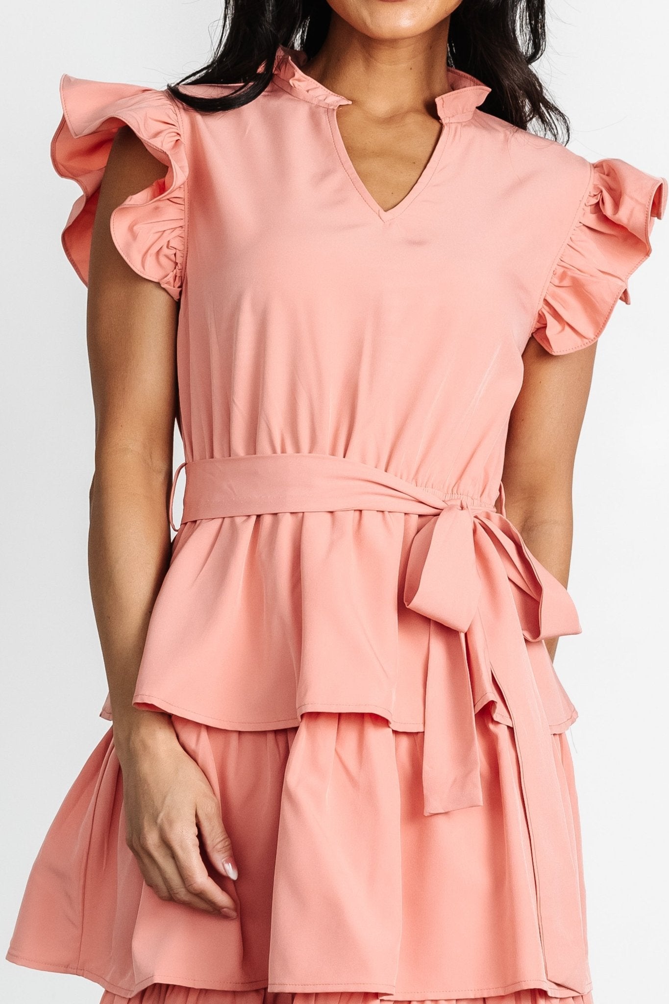 Chrysanthi Tiered Dress | Dusty Coral - Baltic Born