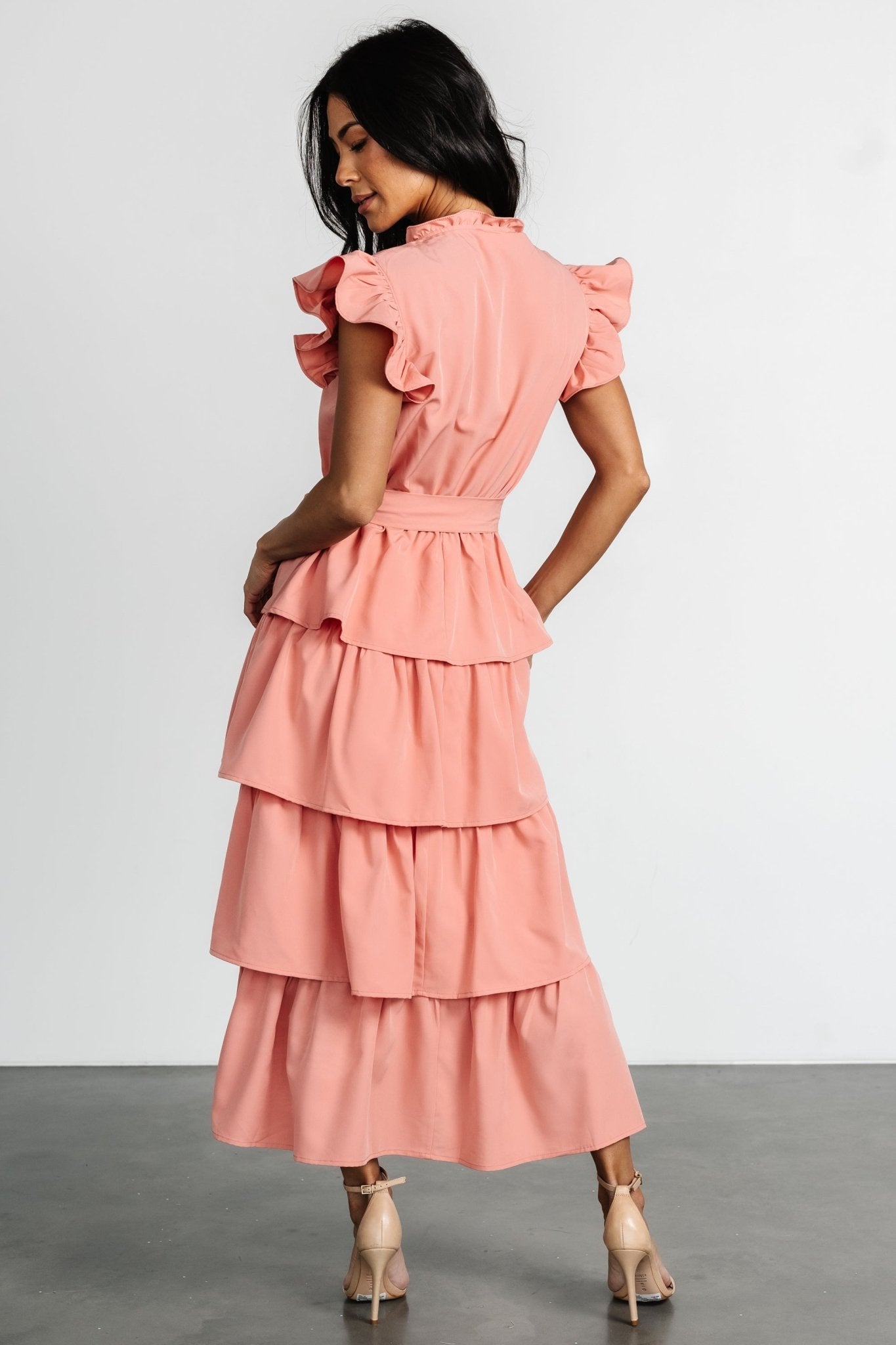 Chrysanthi Tiered Dress | Dusty Coral - Baltic Born