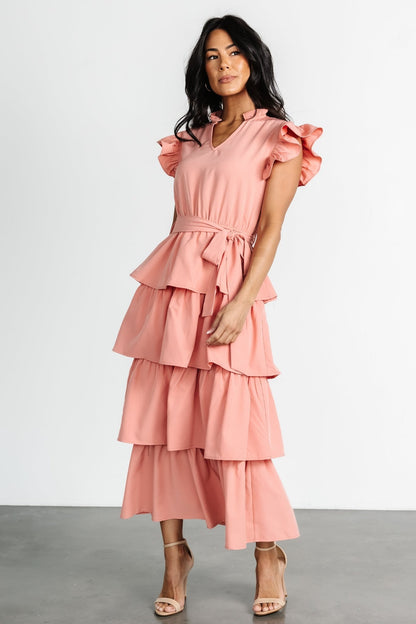 Chrysanthi Tiered Dress | Dusty Coral - Baltic Born