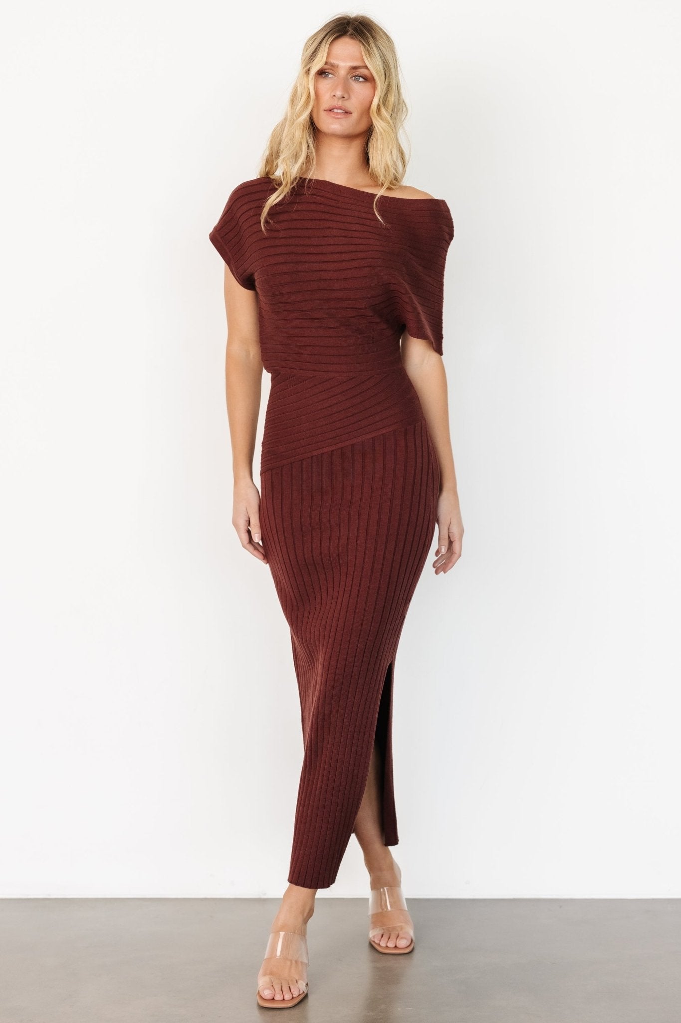 Clara Ribbed Sweater Dress | Mahogany Brown - Baltic Born